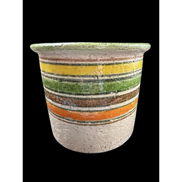 Bitossi Planter Pot Set 3 Londi Italy Pottery Floral Stripe Rosenthal Netter 4" - Picture 6 of 16